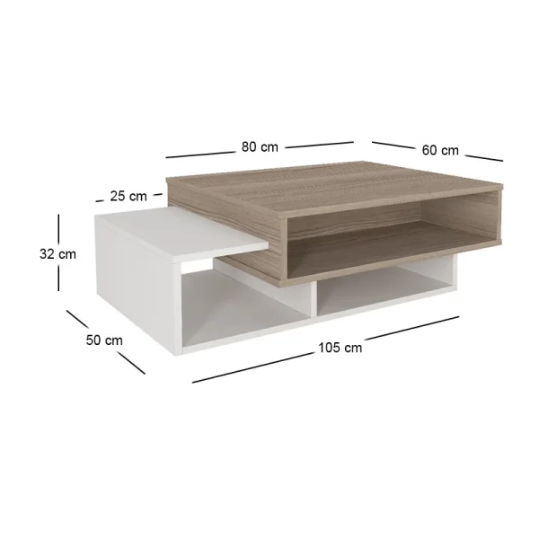 Τραπεζάκι σαλονιού Tab Megapap χρώμα λευκό - cordoba 105x60x32εκ. - Image 5