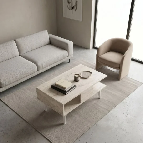 Τραπεζάκι σαλονιού Andros Megapap χρώμα travertine 90x54x39,6εκ. - Image 2