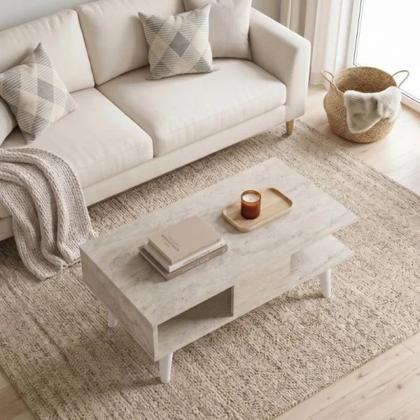 Τραπεζάκι σαλονιού Andros Megapap χρώμα travertine 90x54x39,6εκ. - Image 3