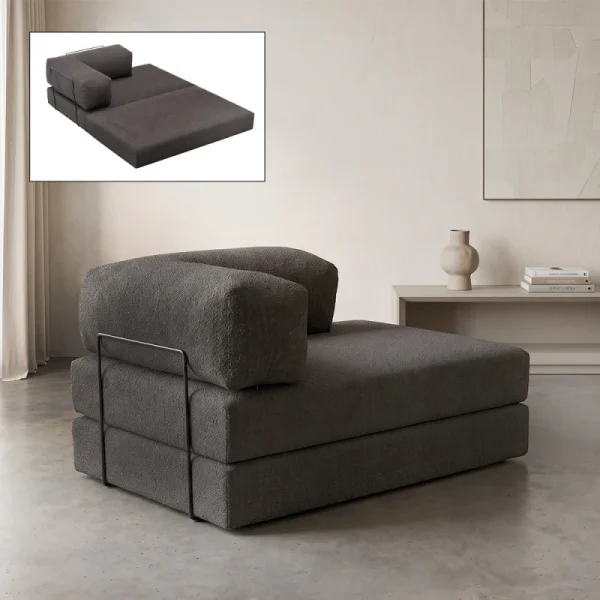 Καναπές - κρεβάτι Comfort Megapap διθέσιος υφασμάτινος χρώμα ανθρακί 140x95x75εκ.